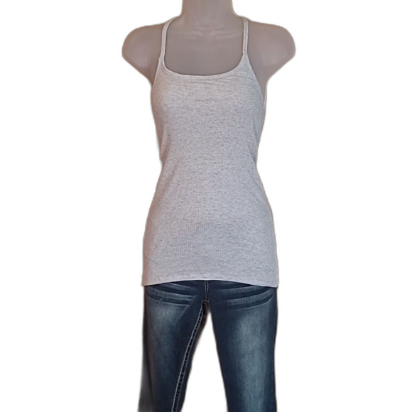 Am. Eagle Ribbed Racerback Tank Top Built-in Bra Fitted Stretchy Scoop Neck Sm. - Picture 1 of 16